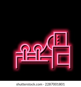 sistema de rodadura de papel, vector de señal de luz de neón. ilustración del sistema de rodaje de papel