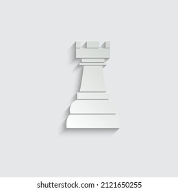 paper The Rook icon vector chess pieces. Chessmen figure. 