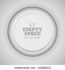 Paper round banner with drop shadows on white background. Vector illustration