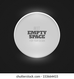 Paper round banner with drop shadows on black background. Vector illustration