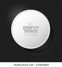 Paper round banner with drop shadows on black background. Vector illustration