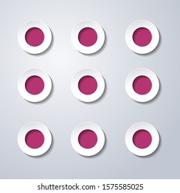 Paper round frames as abstract circle background with drop shadows. Vector illustration