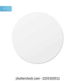 Paper round realistic sticker on a white background. Round sheet for notes. Realistic advertising tag. Vector illustration