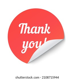 Paper round sticker with text thank you