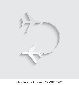 paper round trip icon round way trp sign