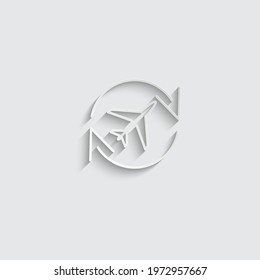 paper round trip icon round way trp sign