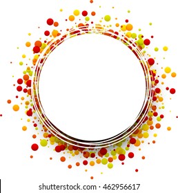 Fundo branco redondo de papel com gotas de cor. Ilustração vetorial.