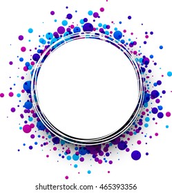 Fondo blanco redondeado de papel con caídas de color. Ilustración vectorial.