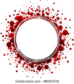 Paper round white background with red drops. Vector illustration.