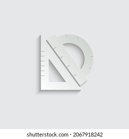 símbolo de la herramienta de medida del icono vectorial de la regla de papel