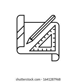 Paper, ruler, pencil icon. Simple line, outline vector elements of construction tool icons for ui and ux, website or mobile application