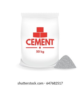 Paper sack or Bag of Cement. Vector illustration. 