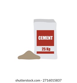 Bolsa de cemento de saco de papel Vector Material de construcción Embalaje Ilustración