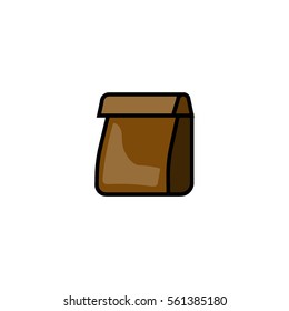 Paper sack, packet for coffee beans flat line icon