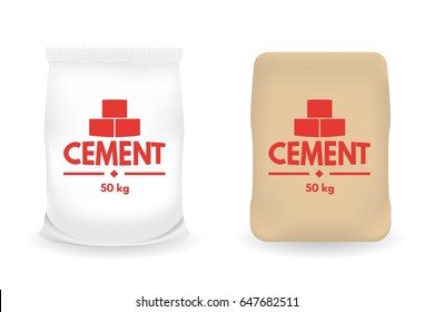 Paper sacks or Bags of Cement. Vector illustration. 