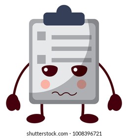 paper sad clipboard kawaii character cartoon