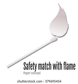 Paper Safety match with flame. Paper match Icon Vector Art, Stock Vector