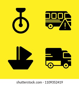 paper sailboat, bus, unicycle and truck vector icon set. Sample icons set for web and graphic design