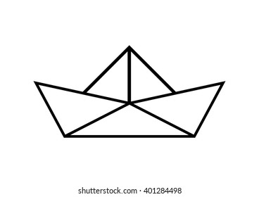 Paper sailboat on white background