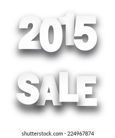 Paper sale 2015 new year signs over white background. Vector illustration. 