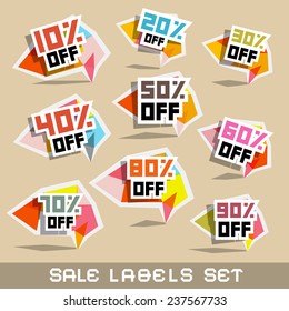 Paper Sale - Discount Labels Vector Illustration