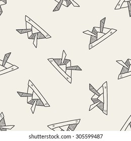 paper samurai helmet doodle seamless pattern background