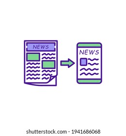 Paper saving RGB color icon. Going digital. Energy efficiency improvement. Storing documents electronically. Paper consumption reduction. Cost-reducing method. Isolated vector illustration