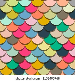 Paper scales seamless vector squama colourful bright stickers pattern for fabric, textile, wrapping, craft, seramic