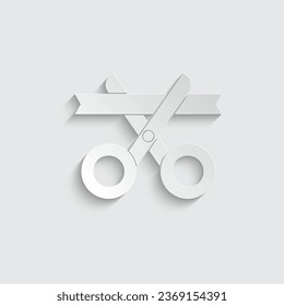 paper scissors cut ribbon icon vector