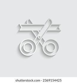 Papierschere schneidet Bandsymbol