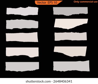 Paper Scraps Set with Torn Note Pages and Grainy Ripped Notebook Strips. Original EPS 10 