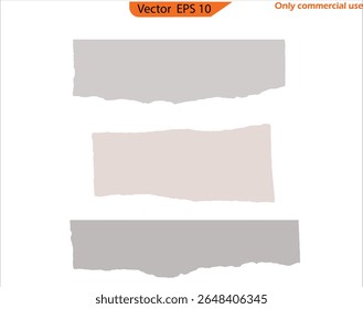 Paper Scraps Set with Torn Note Pages and Grainy Ripped Notebook Strips. Original EPS 10 
