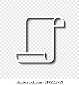 Paper script simple icon vector. Flat design. White with shadow on transparent grid. 