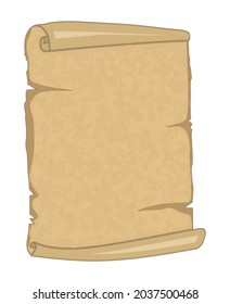 Paper scroll. Blank old parchment or antique empty document. Simple cartoon design. Vector illustration isolated on white.
