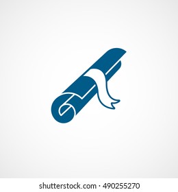 Paper Scroll Blue Flat Icon On White Background