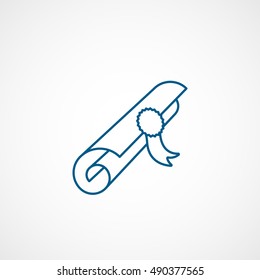 Paper Scroll Blue Line Icon On White Background