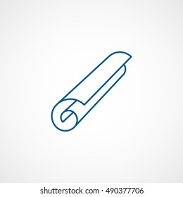 Paper Scroll Blue Line Icon On White Background