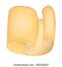 Paper scroll clipart vector isolated on white background. Empty, blank parchment rolled up scroll, old paper sheet texture illustration.