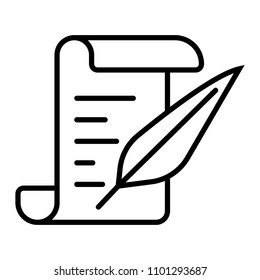 Paper scroll with feather pen icon 