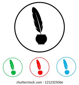 Paper scroll with feather pen icon
