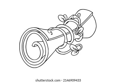 Paper scroll for games. Sketch of parchment or medieval map scroll. Vector illustration isolated in white background