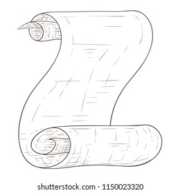 Paper scroll. Hand drawn sketch. Vector illustration isolated on white background