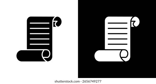 Paper Scroll icon black silhouette for web, and mobile app