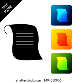 Paper scroll icon isolated. Canvas scroll sign. Set icons colorful square buttons. Vector Illustration