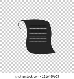 Paper scroll icon isolated on transparent background. Canvas scroll sign. Flat design. Vector Illustration