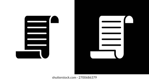 Colección de silueta de icono de desplazamiento de papel en versiones sólidas planas en blanco y negro para Diseños gráficos
