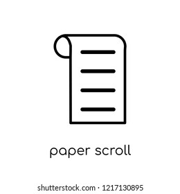 paper scroll icon. Trendy modern flat linear vector paper scroll icon on white background from thin line Museum collection, outline vector illustration