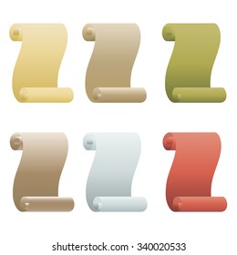 Paper scroll icon vector set isolated on white background