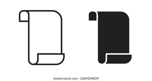 Paper Scroll icon for web designs. outline and clipart icons set