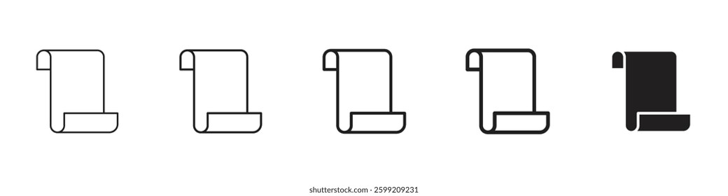 Paper Scroll icons in black outline, solid and colored style